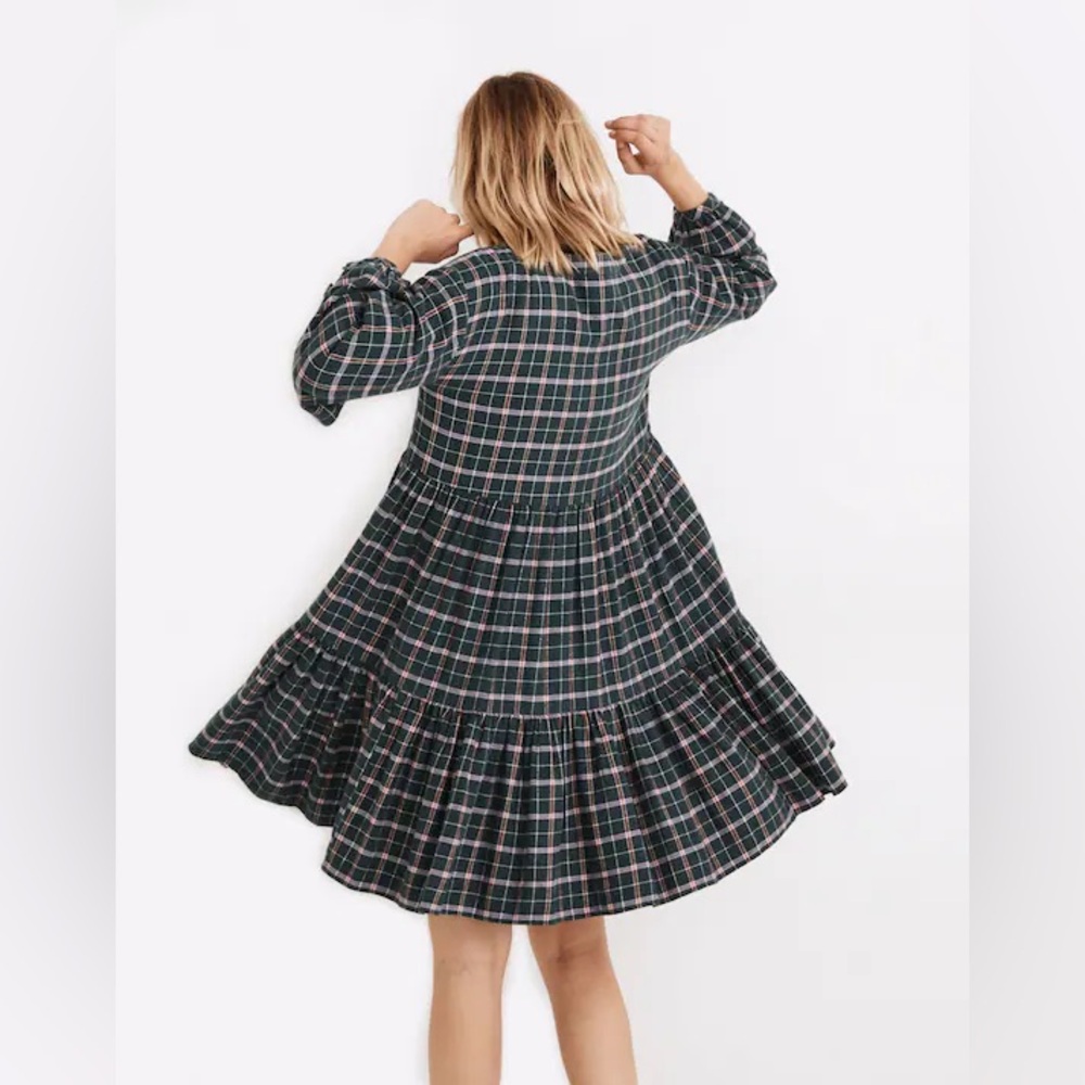 Madewell Flannel Colette Mini Dress Plaid Size 14 Cottagecore Winter Grunge - Picture 16 of 16